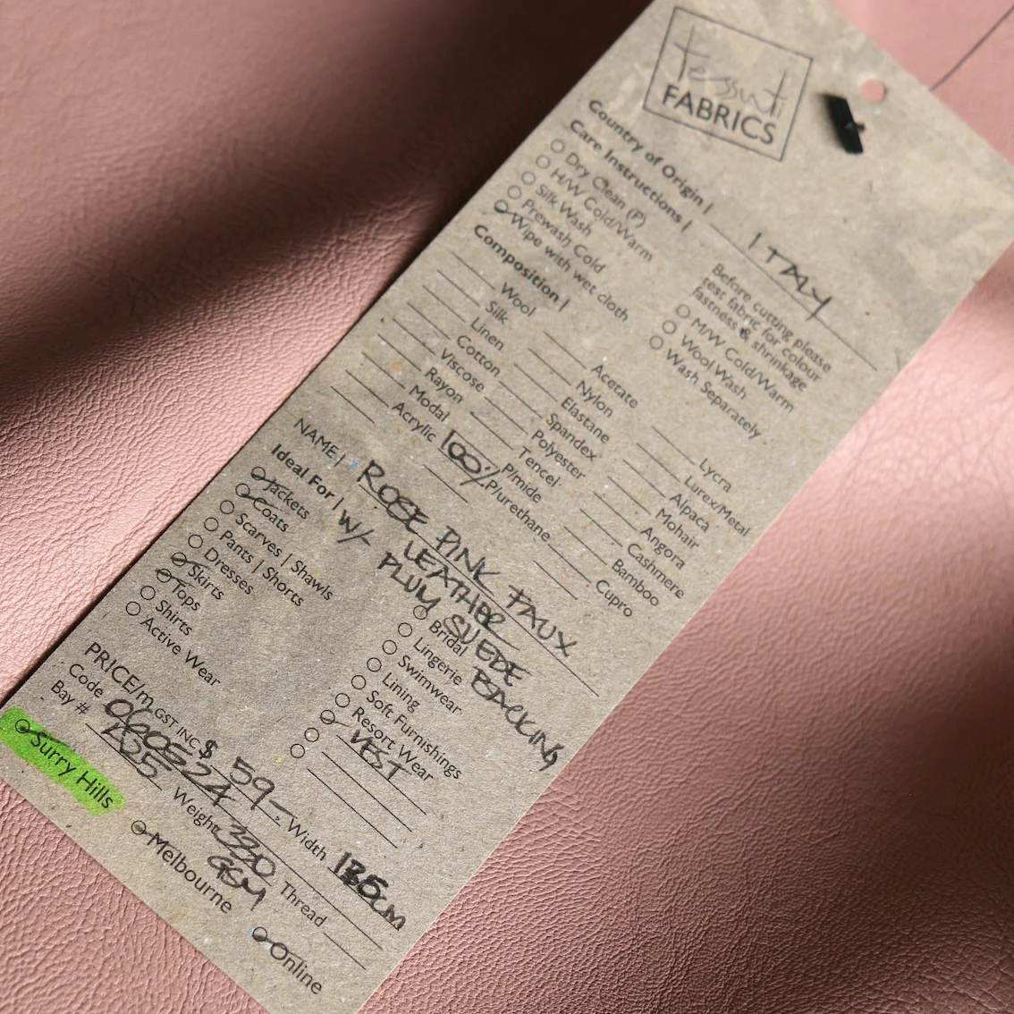 Rose Pink Faux Leather - Image 3