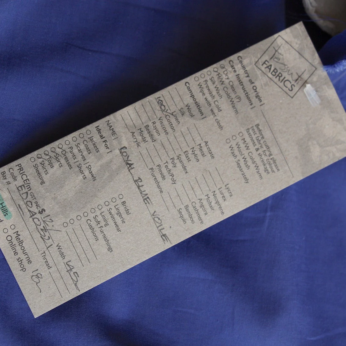 Royal Blue Cotton Voile - Image 3