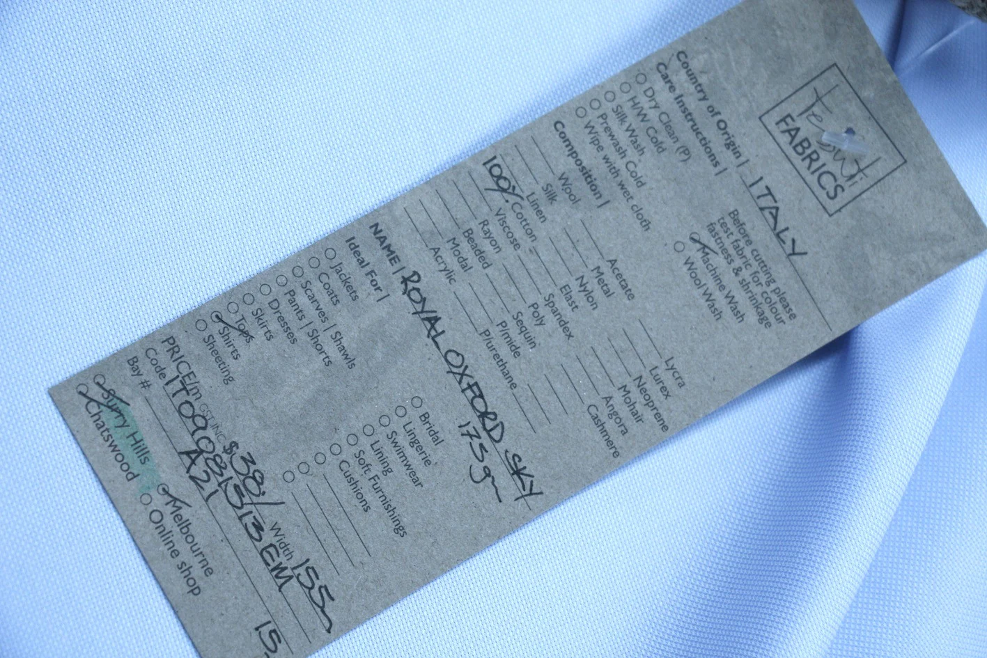 Royal Oxford Sky - Cotton Shirting - Image 2