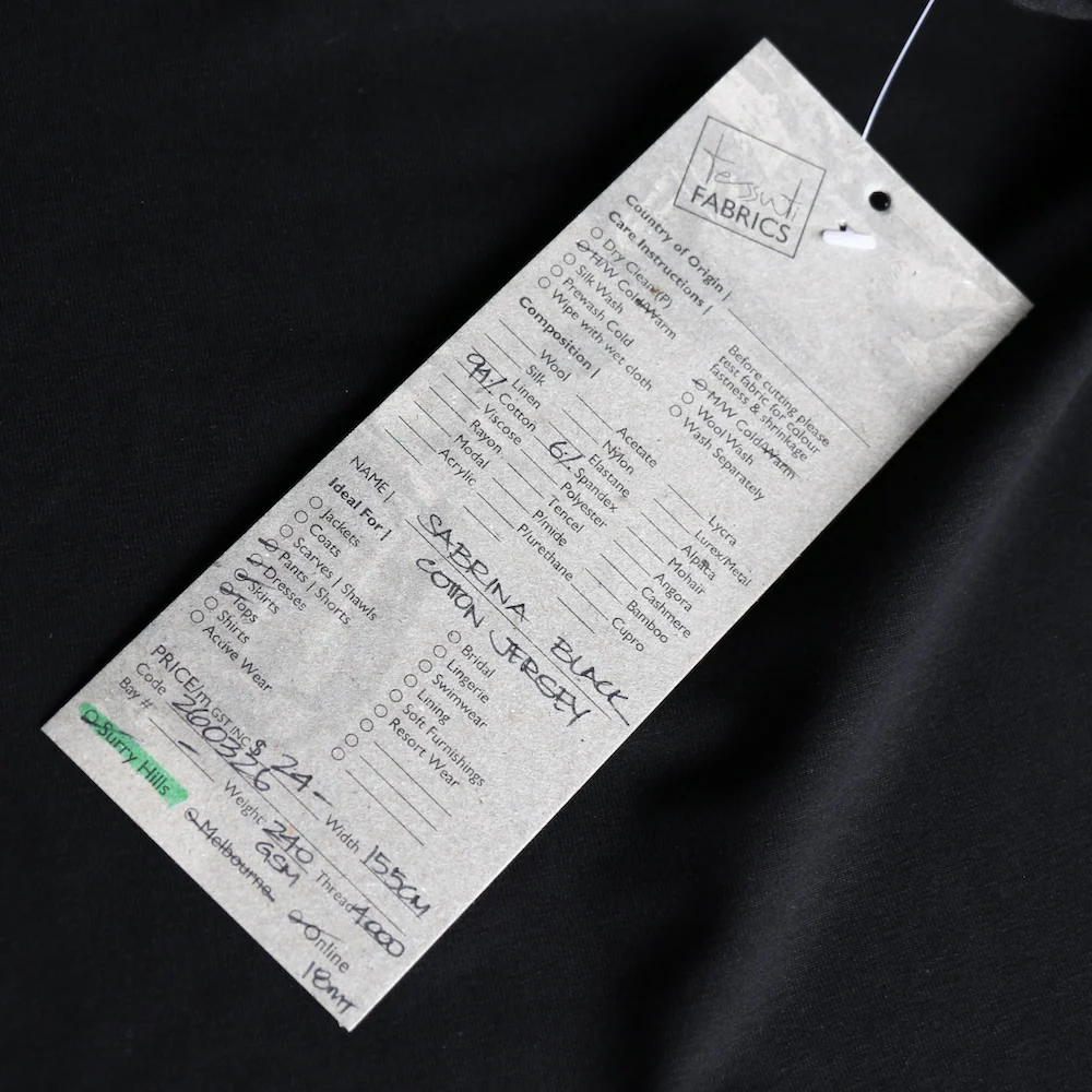 Sabrina Black Cotton/Elastane Jersey - Image 3