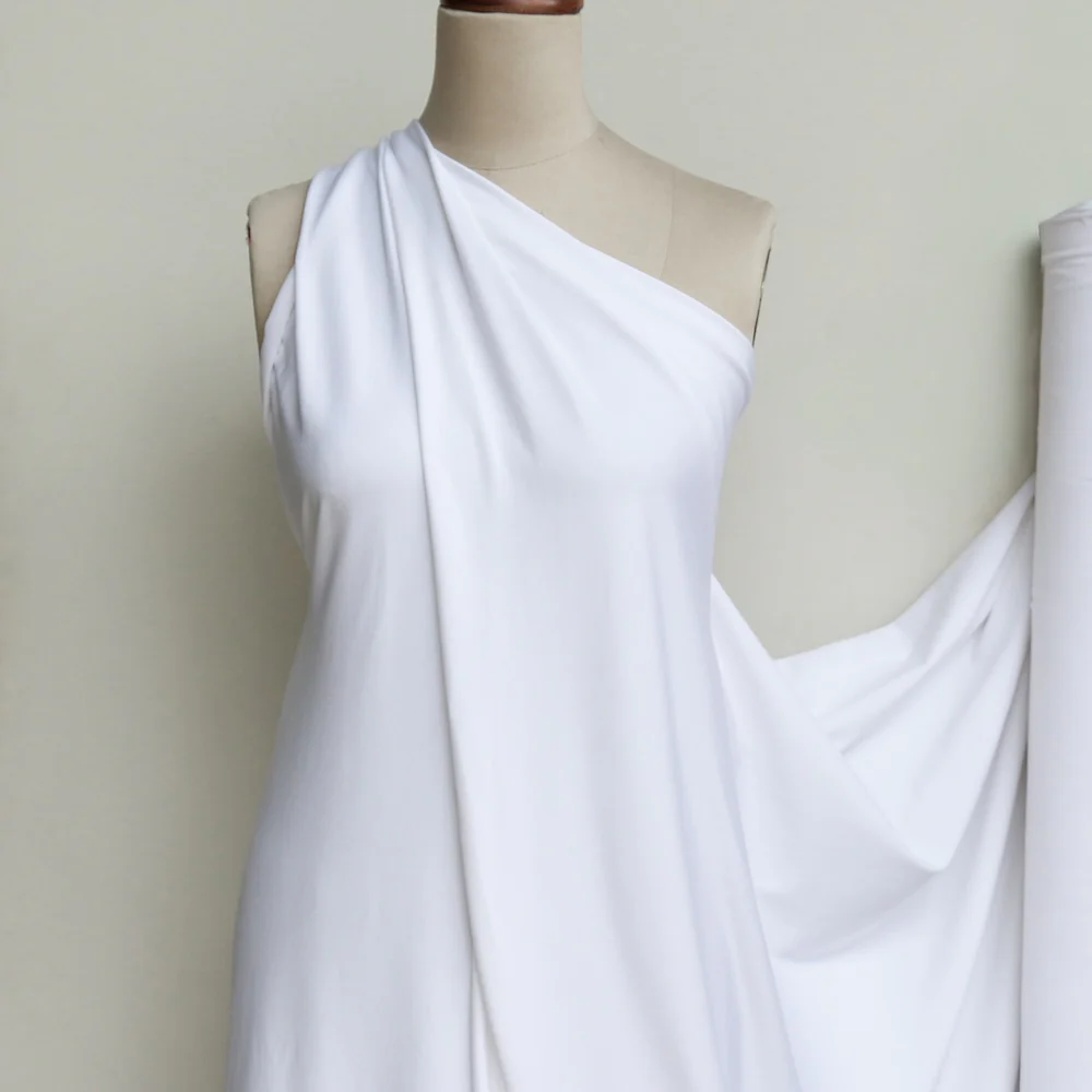 Sabrina White Cotton/Elastane Jersey - Image 4