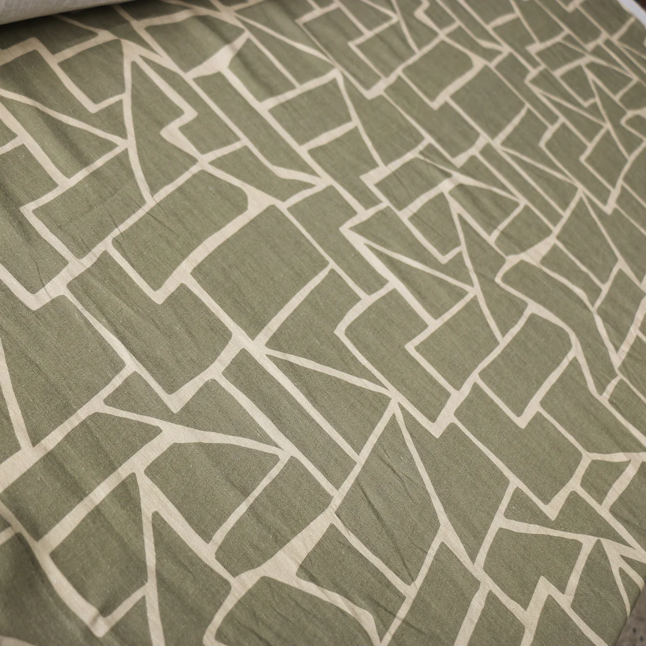 Sage Mosaic Printed Linen - Image 4
