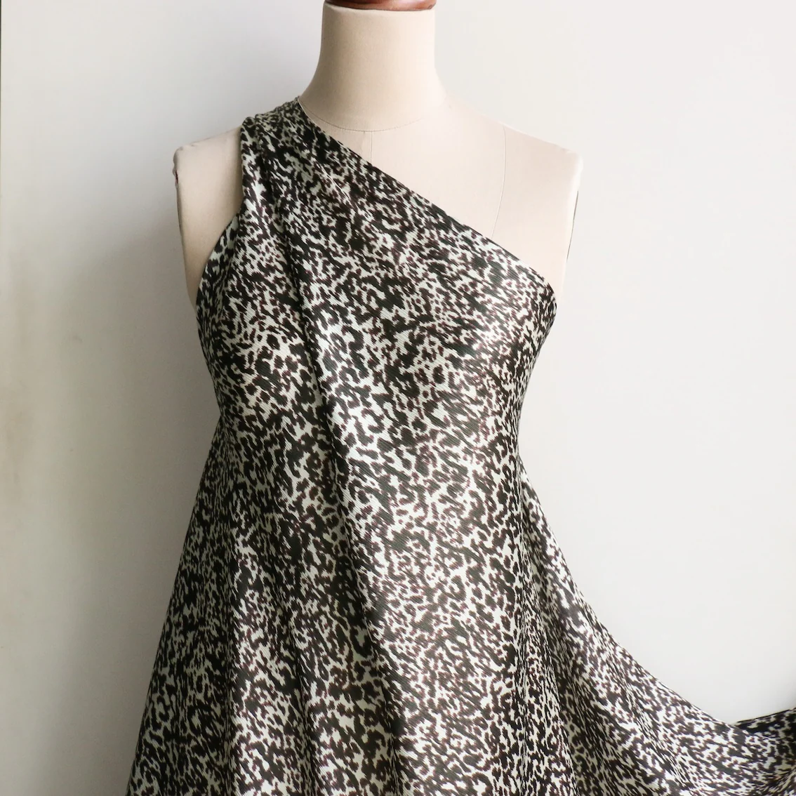 Sage Satin Leopard Crinkle Silk - Image 4