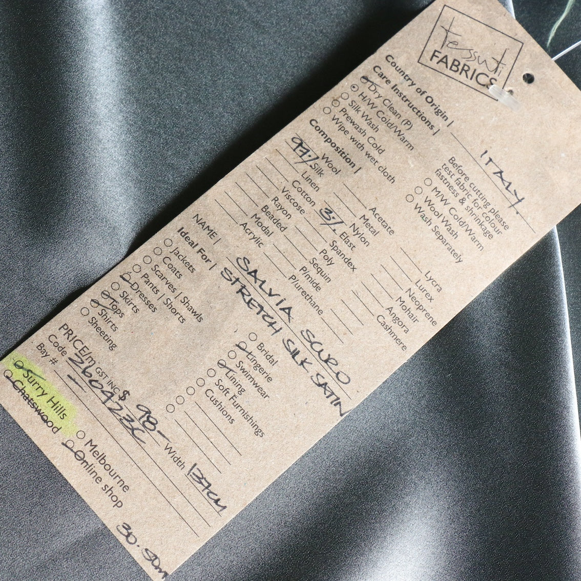 Salvia Scuro Stretch Silk Satin - Image 3