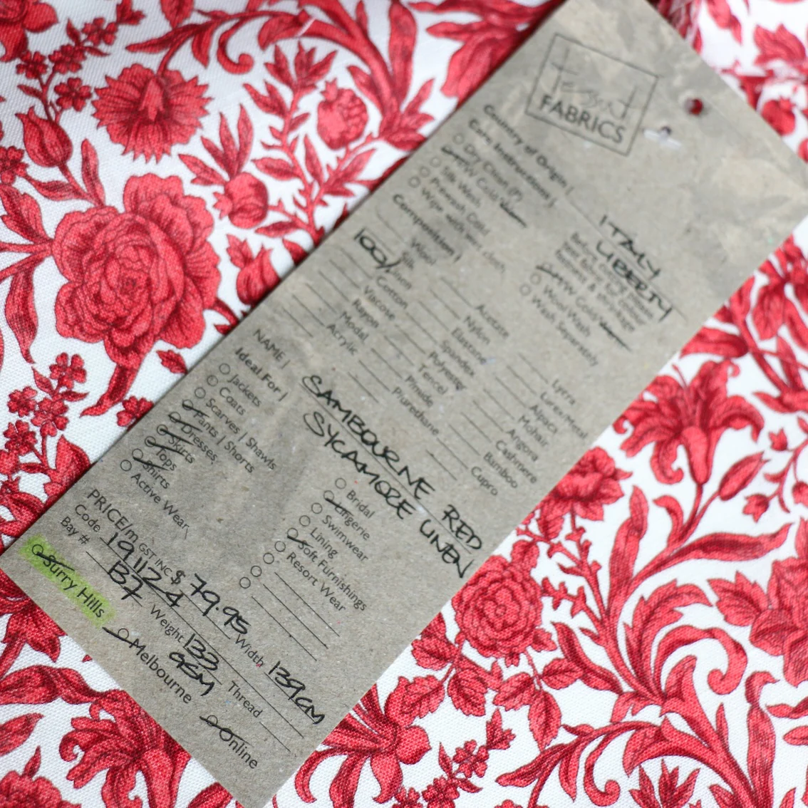 Sambourne Red - Liberty Sycamore Linen - Image 4