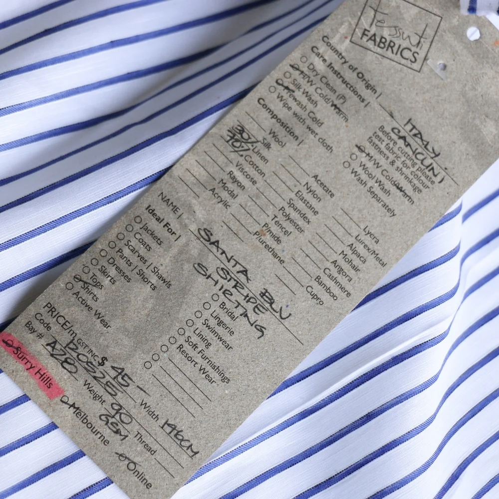 Santa Blu Stripe Shirting - Image 4