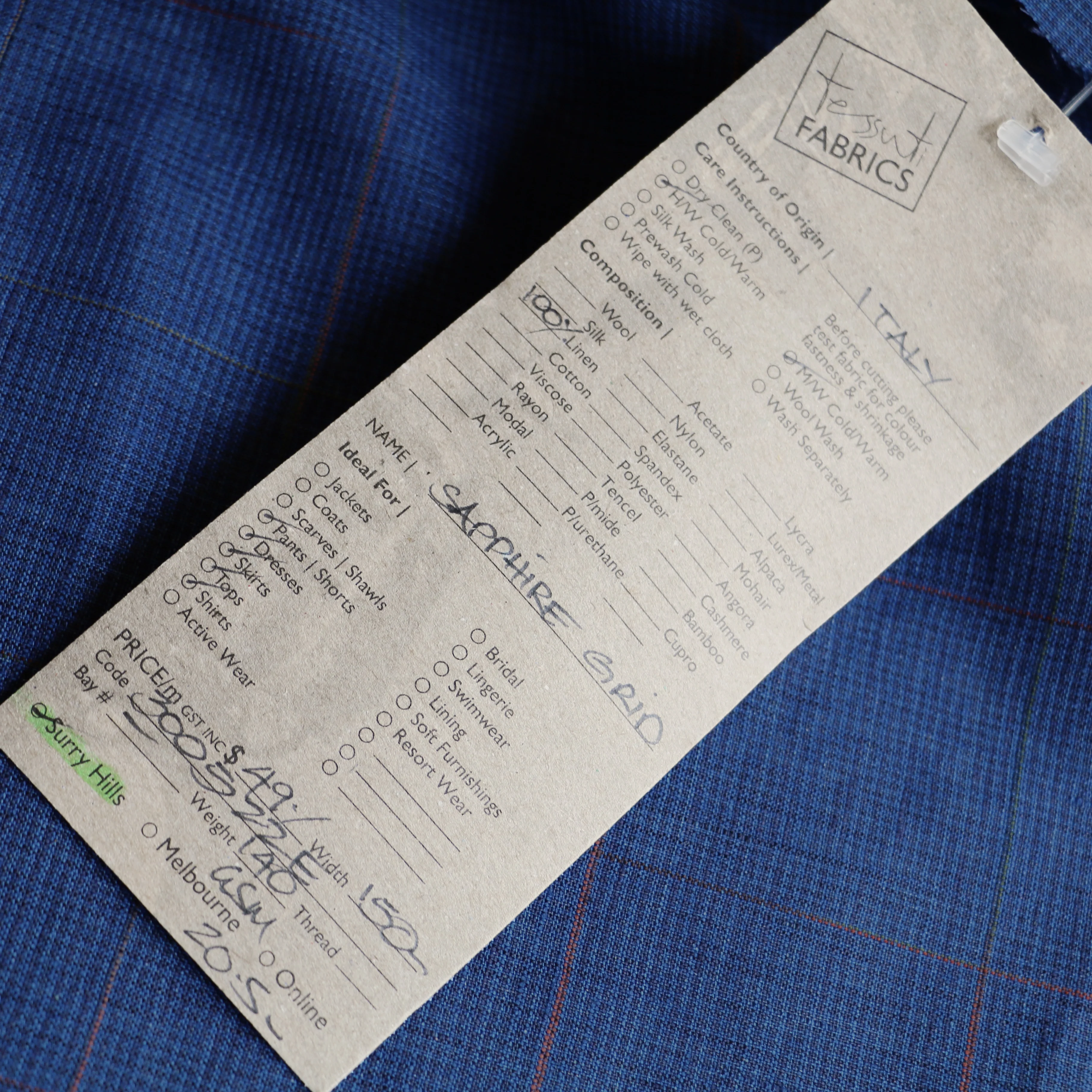 Sapphire Grid Check Linen - Image 4