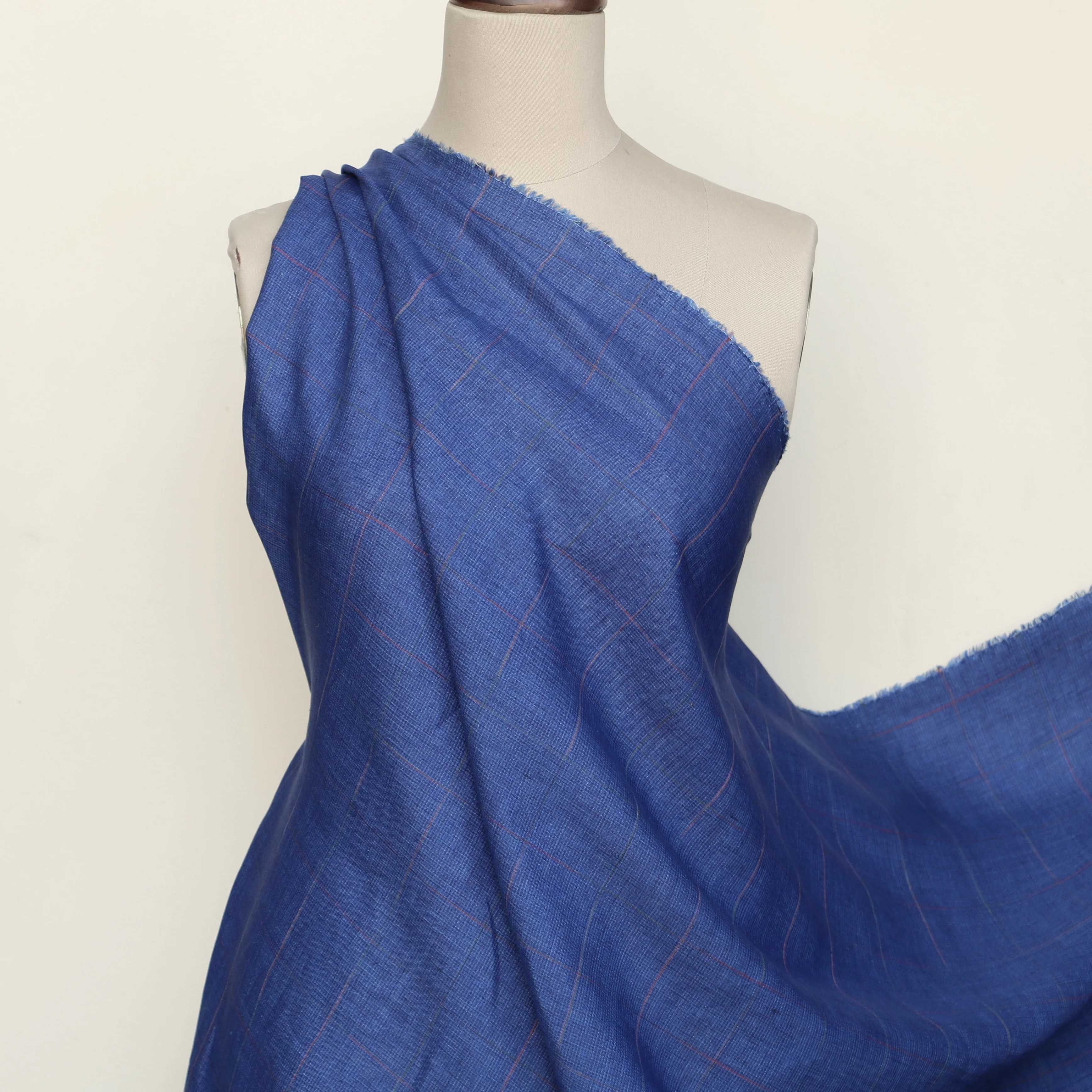 Sapphire Grid Check Linen - Image 5