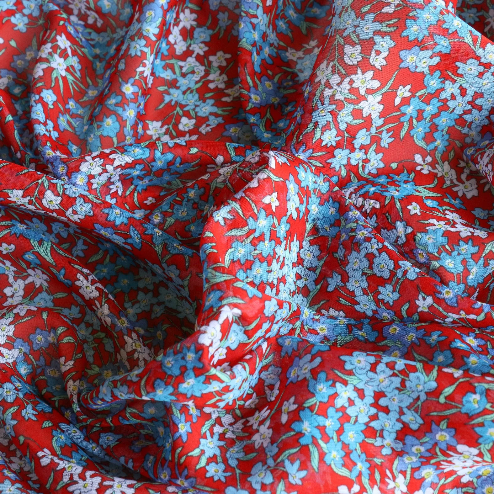 Sea Blossom Red - Liberty Fabrics - Chloe Cotton Chiffon - Image 2