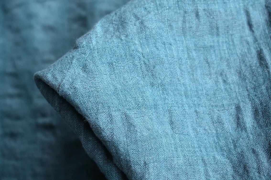 Self Check Teal Washed Linen