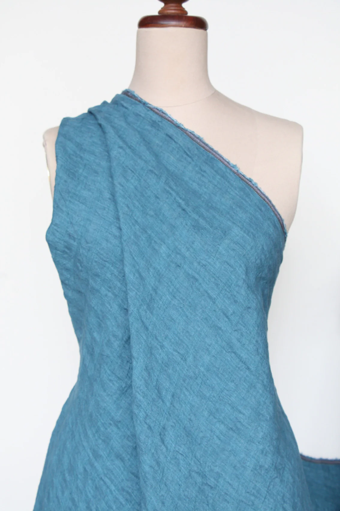Self Check Teal Washed Linen - Image 2