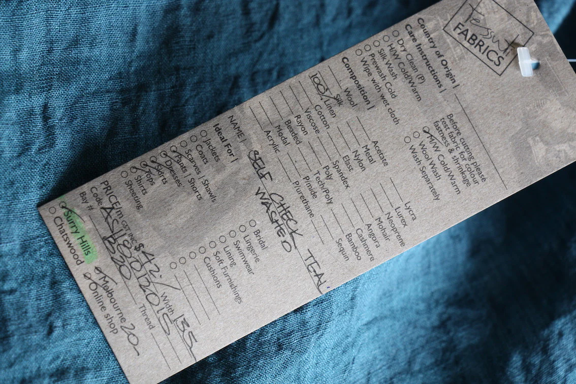 Self Check Teal Washed Linen - Image 3