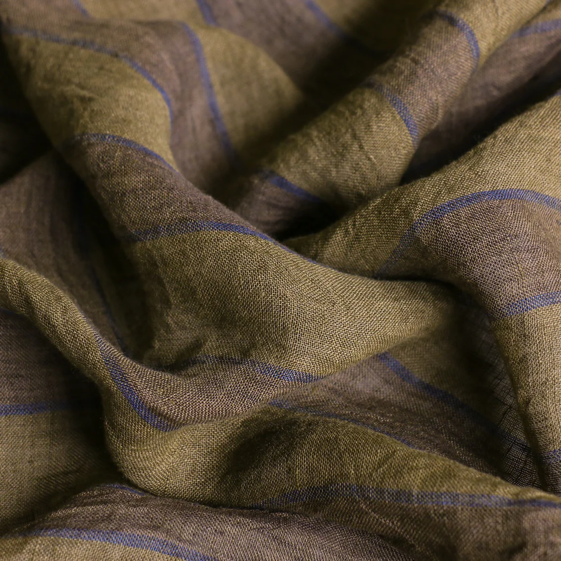 Selkie Stripe Moss/Fennel Linen Gauze - Image 2