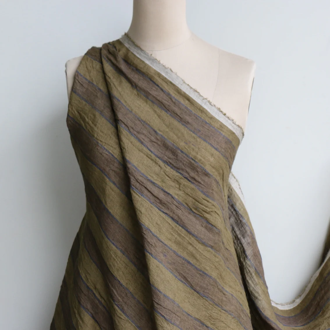 Selkie Stripe Moss/Fennel Linen Gauze - Image 4