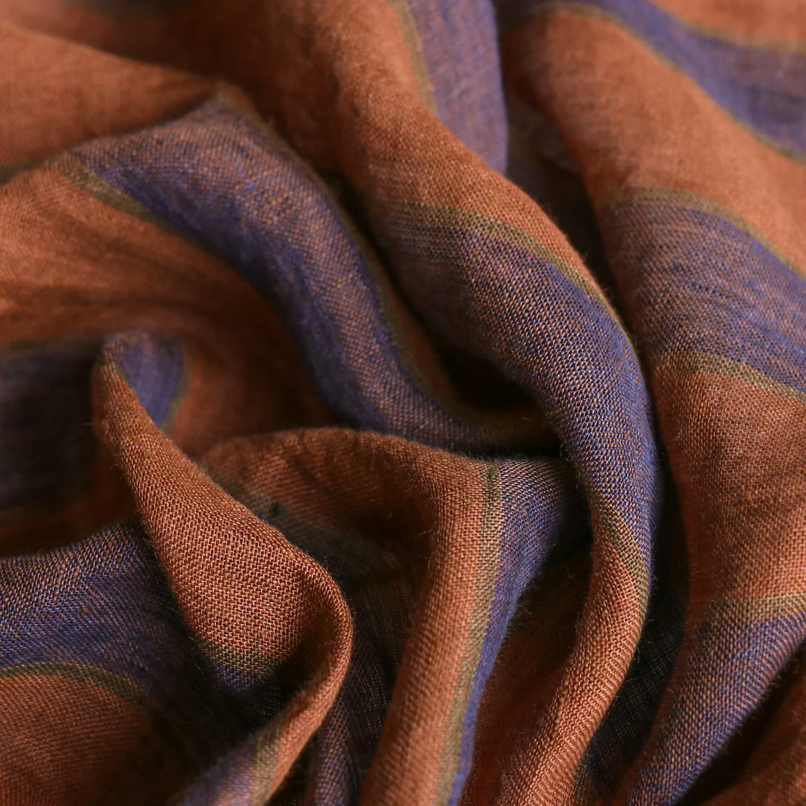 Selkie Stripe Ochre/Clay Linen Gauze - Image 2