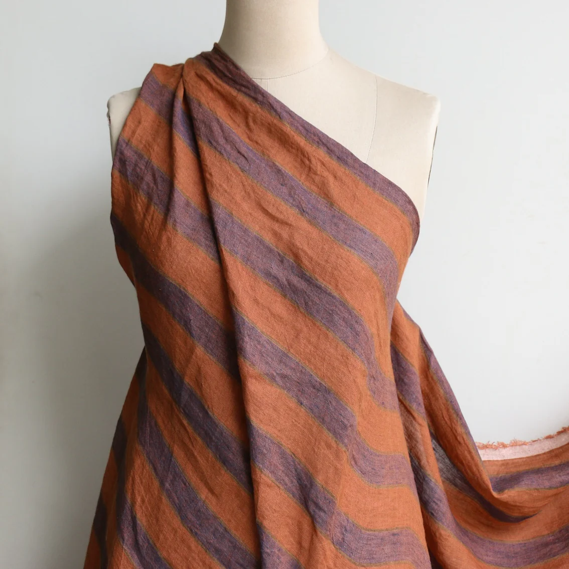 Selkie Stripe Ochre/Clay Linen Gauze - Image 5