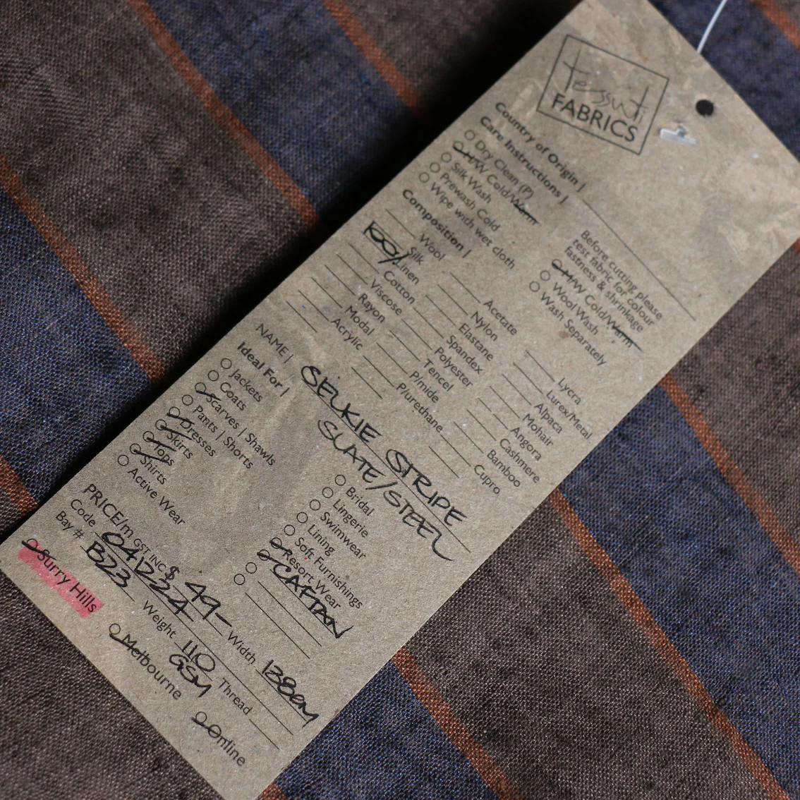 Selkie Stripe Slate/Steel Linen Gauze - Image 4