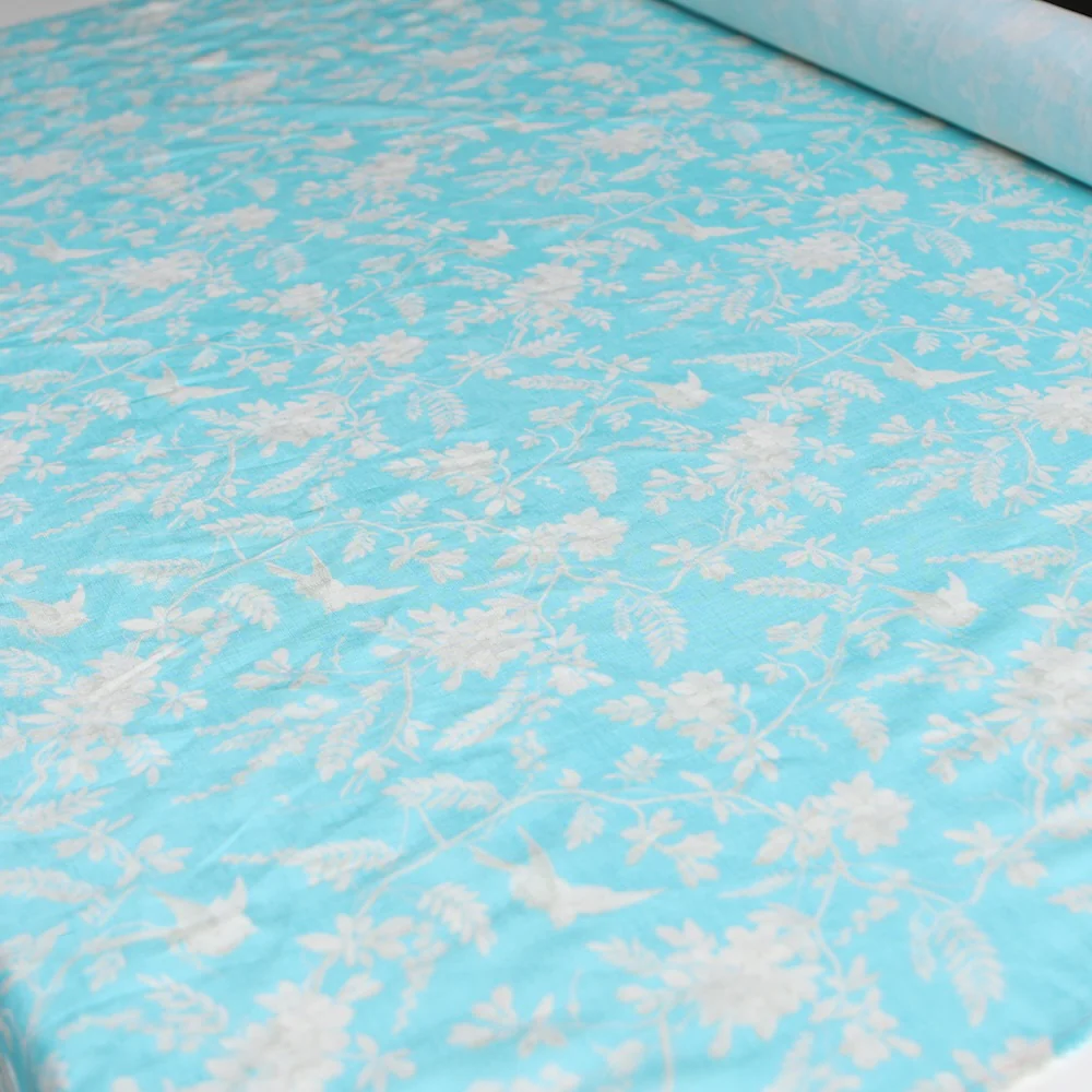 Serenity in Blue Printed Linen - Image 4