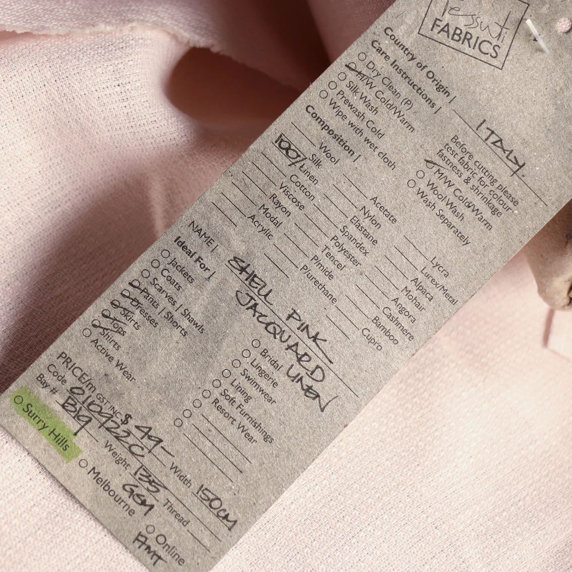 Shell Pink Jacquard Linen - Image 3