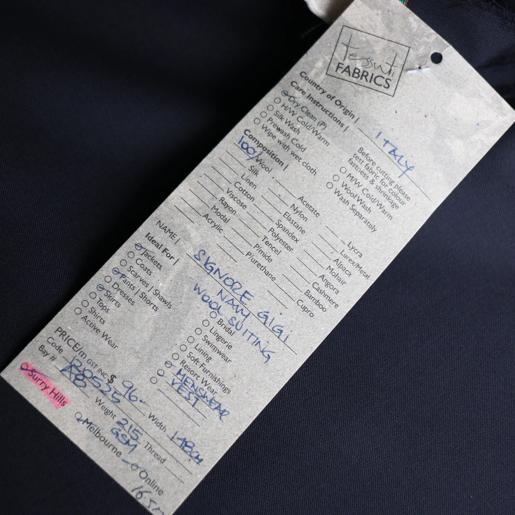Signore Gigi Navy Wool Suiting - Image 4