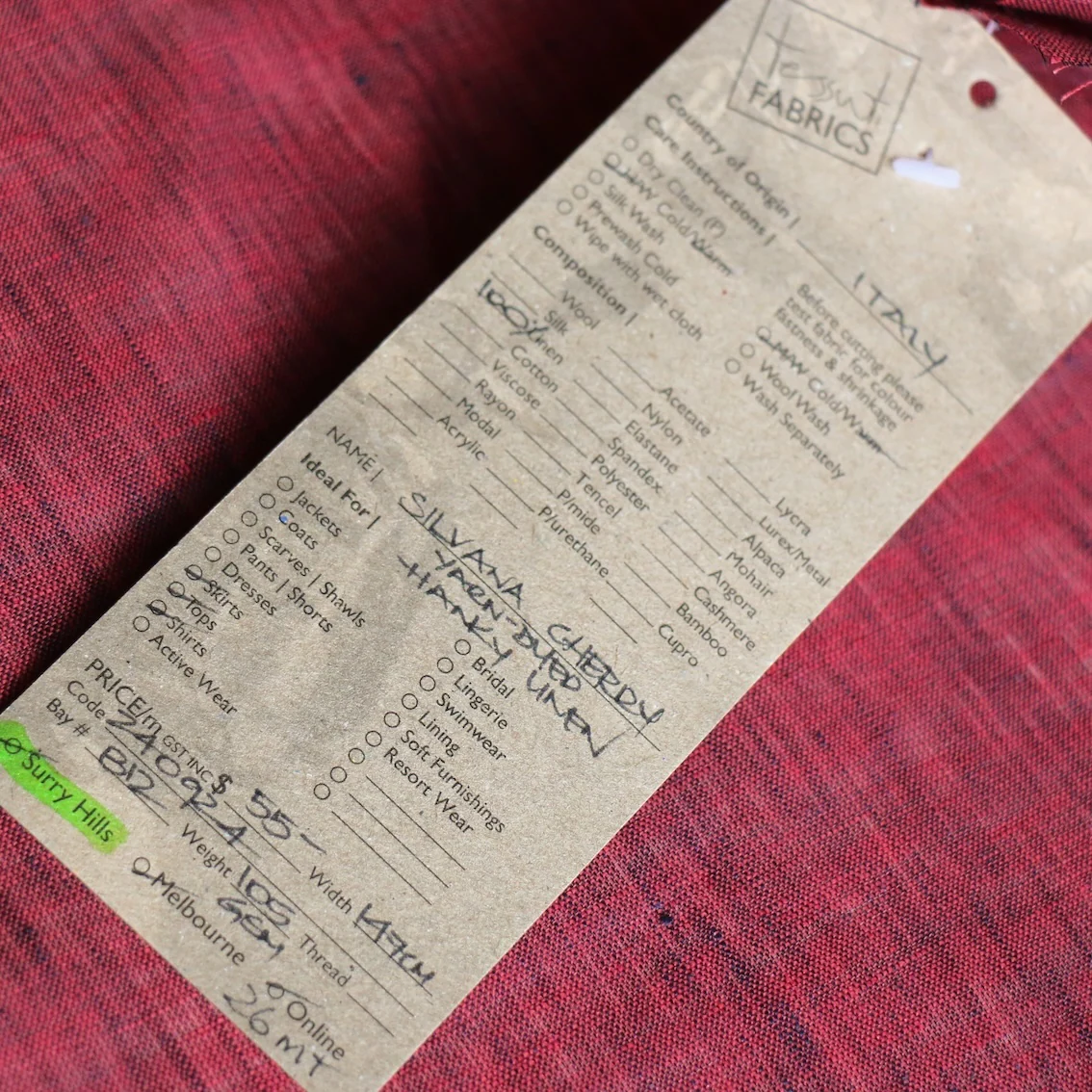 Silvana Cherry Hanky Linen - Image 3