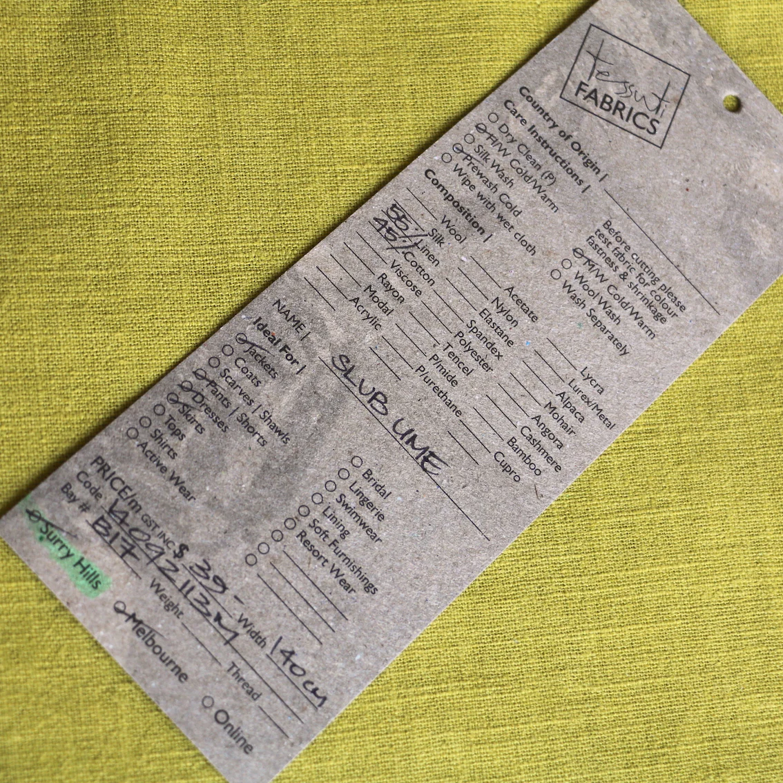 Slub Lime Linen/Cotton - Image 3