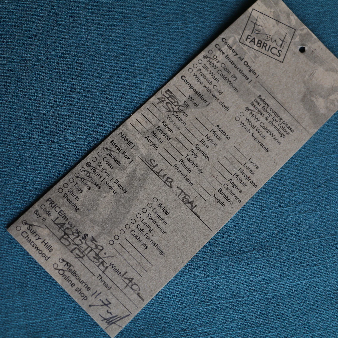 Slub Teal Linen/Cotton - Image 3