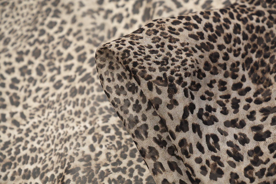 Snow Leopard Silk Georgette Remnant