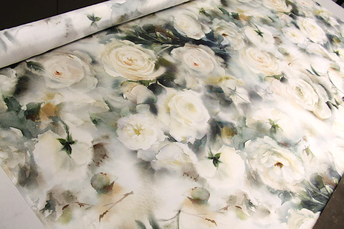 Snow Roses Silk Satin - Image 4