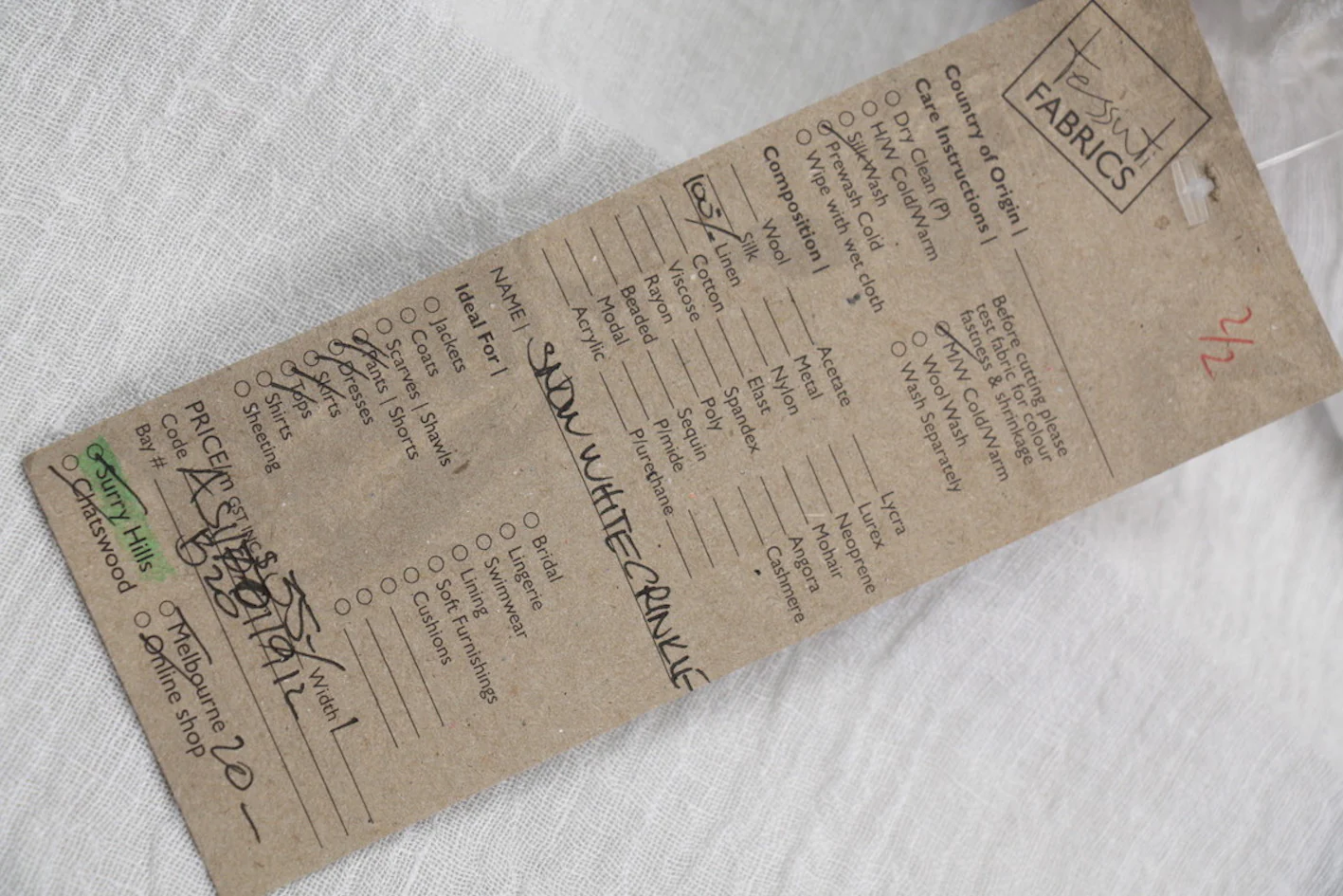 Snow White Crinkle Gauze Linen - Image 3