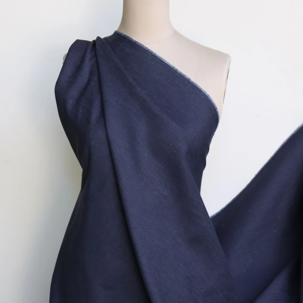 Sofia Denim Navy - Cotton/Linen Denim - Image 5