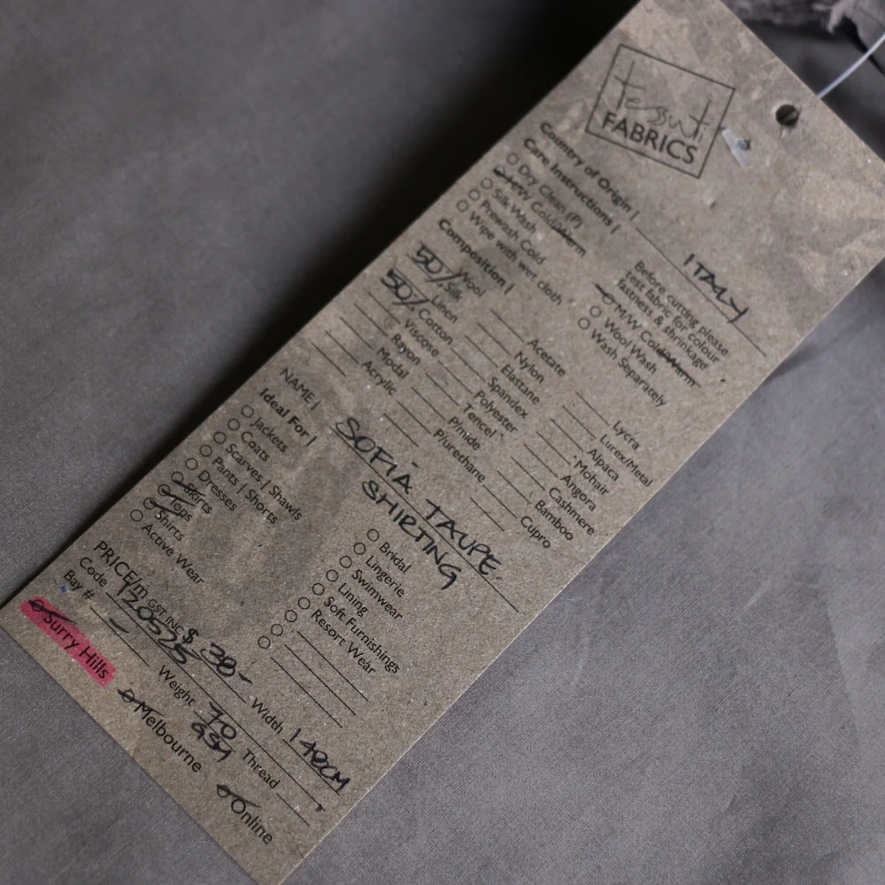 Sofia Taupe Silk/Cotton Shirting - Image 3