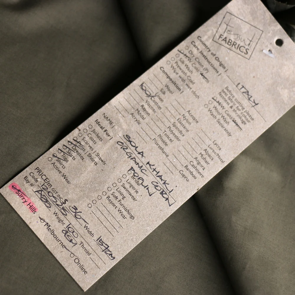 Sola Khaki Organic Cotton Poplin - Image 3