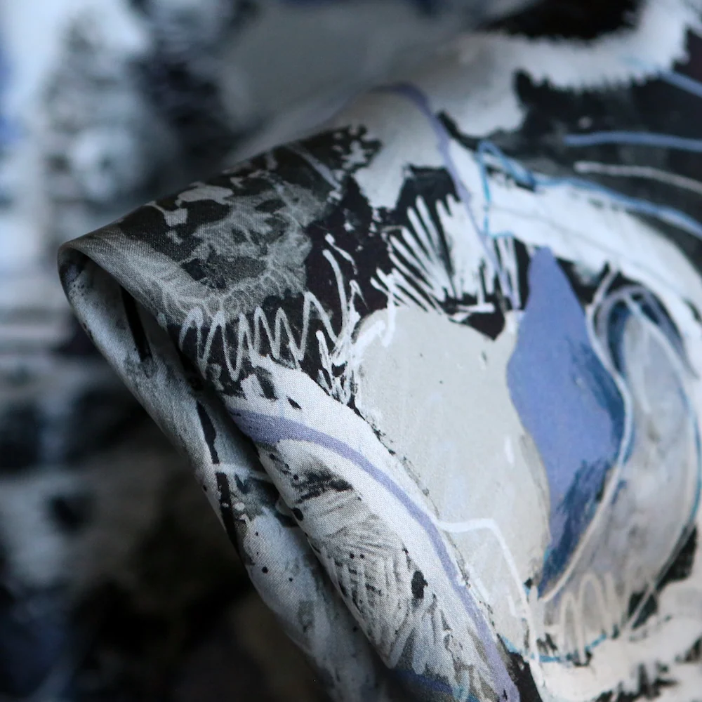 Soozy Lipsey Black/Wedgewood/Grey - Liberty Silk Satin