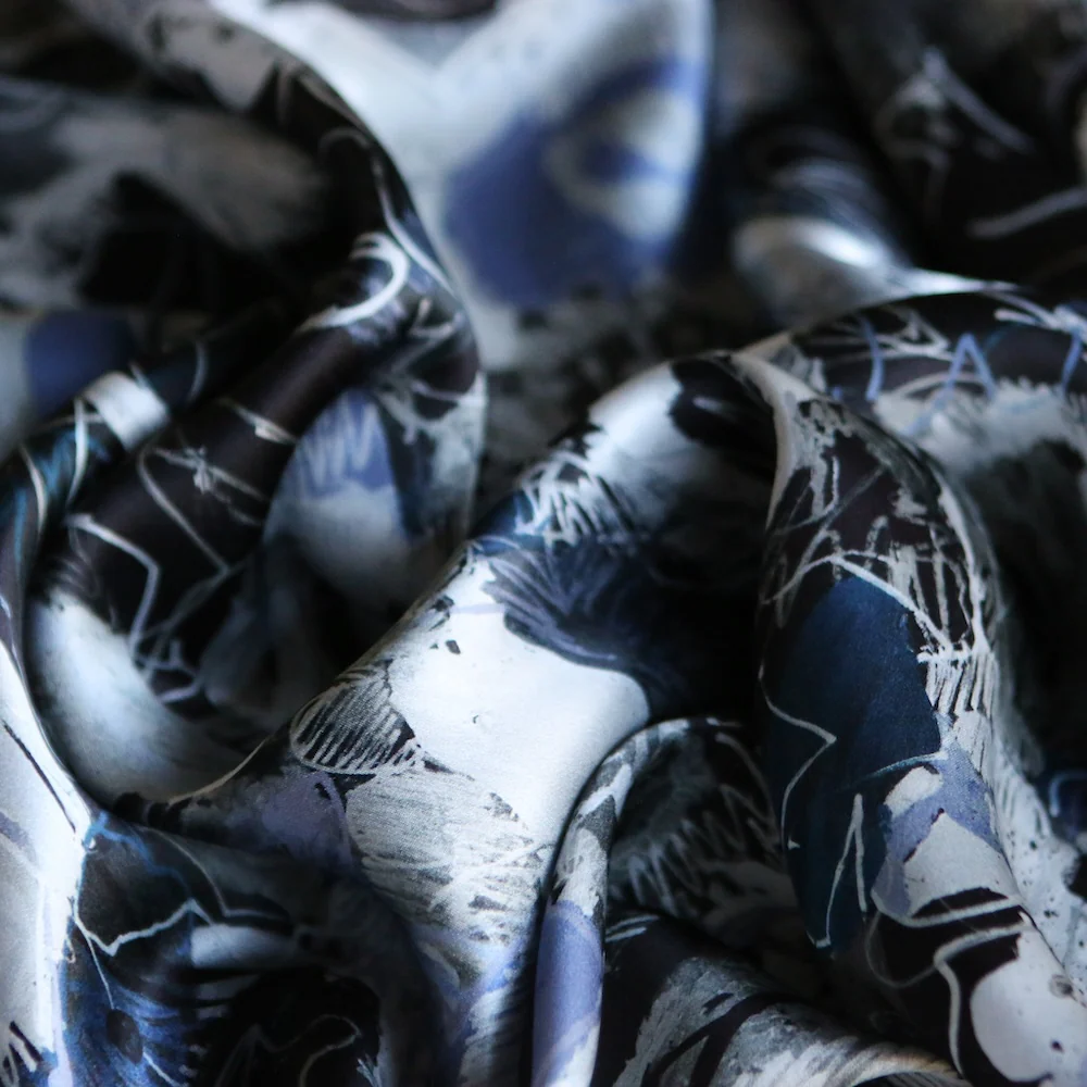 Soozy Lipsey Black/Wedgewood/Grey - Liberty Silk Satin - Image 2