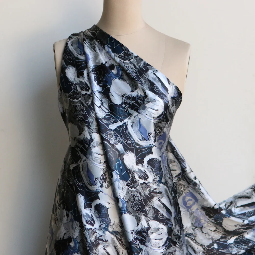 Soozy Lipsey Black/Wedgewood/Grey - Liberty Silk Satin - Image 5