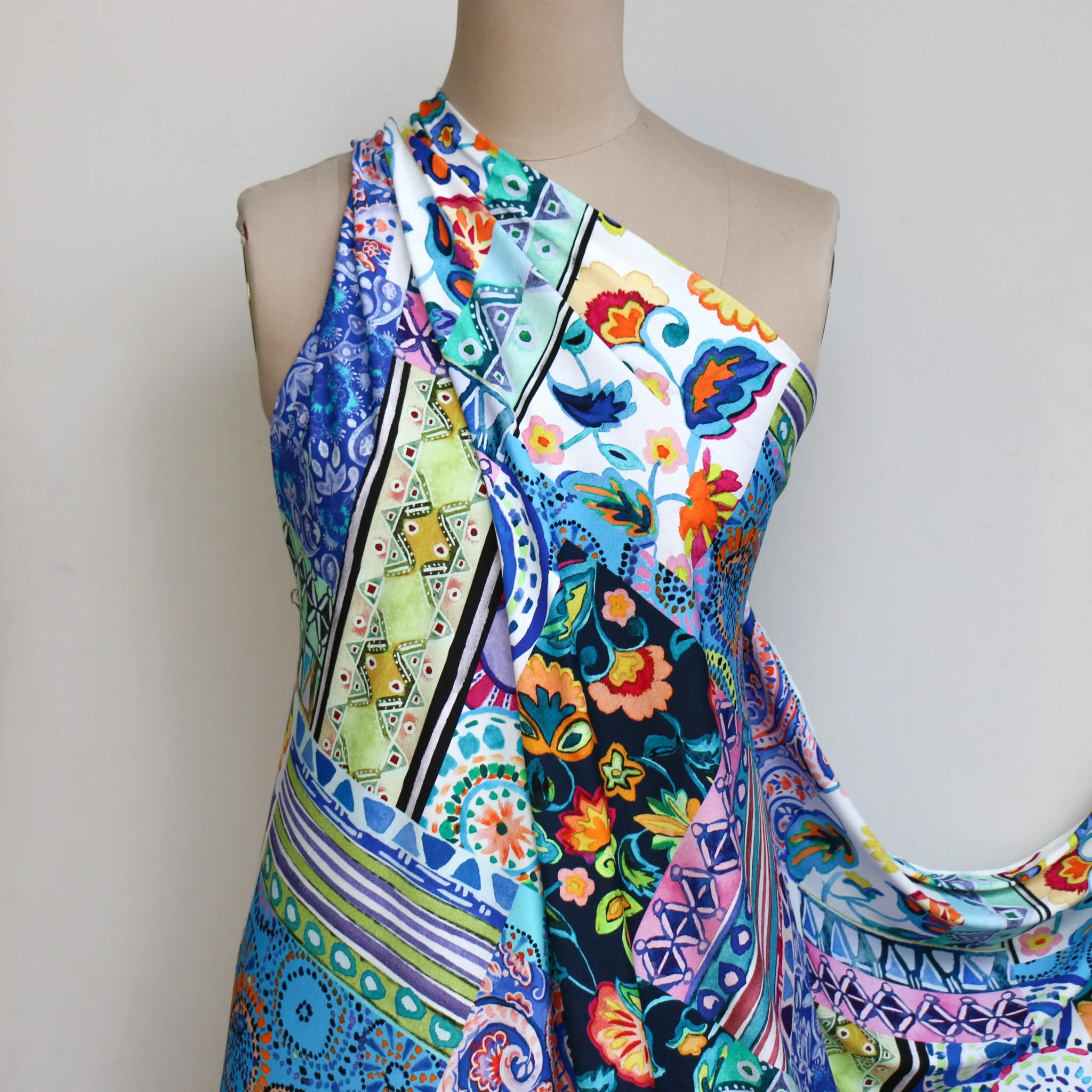 Spello Mosaic Aqua Viscose Jersey - Image 6