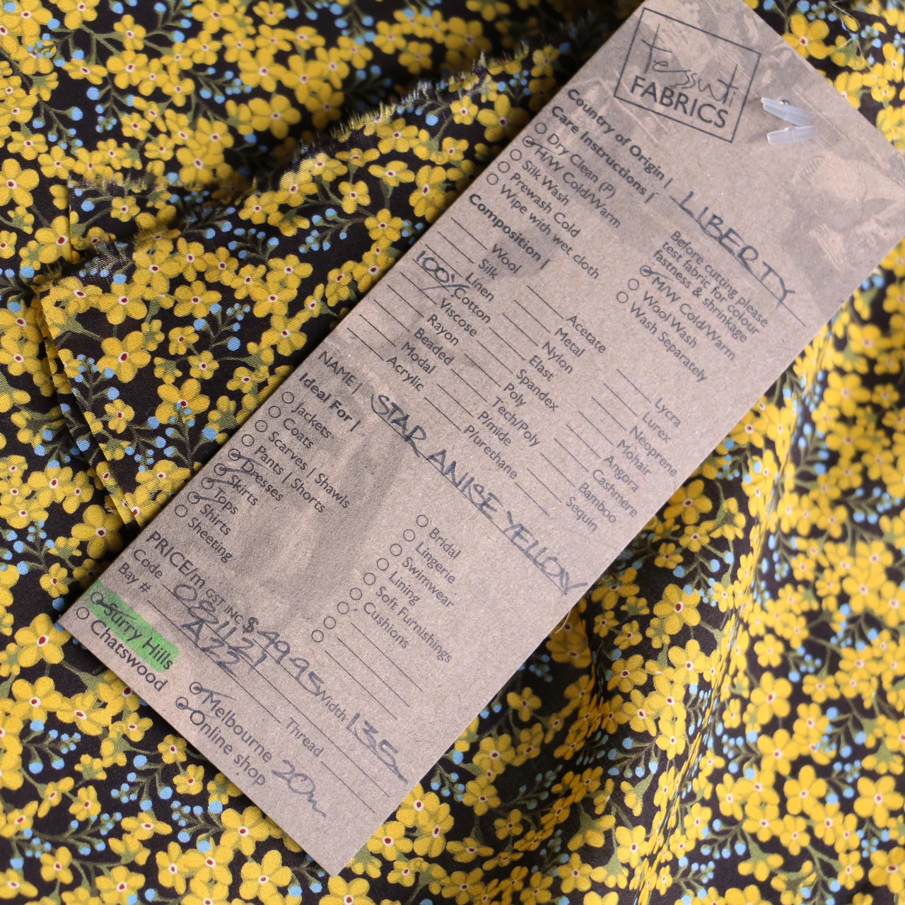 Star Anise Yellow - Liberty Tana Lawn⢠- Image 5