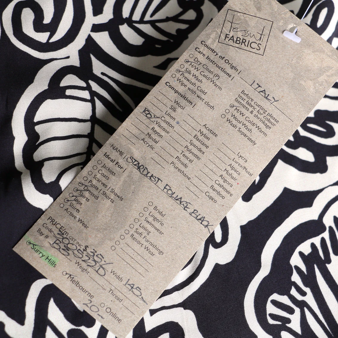 Stardust Foliage Black Viscose Poplin - Image 5