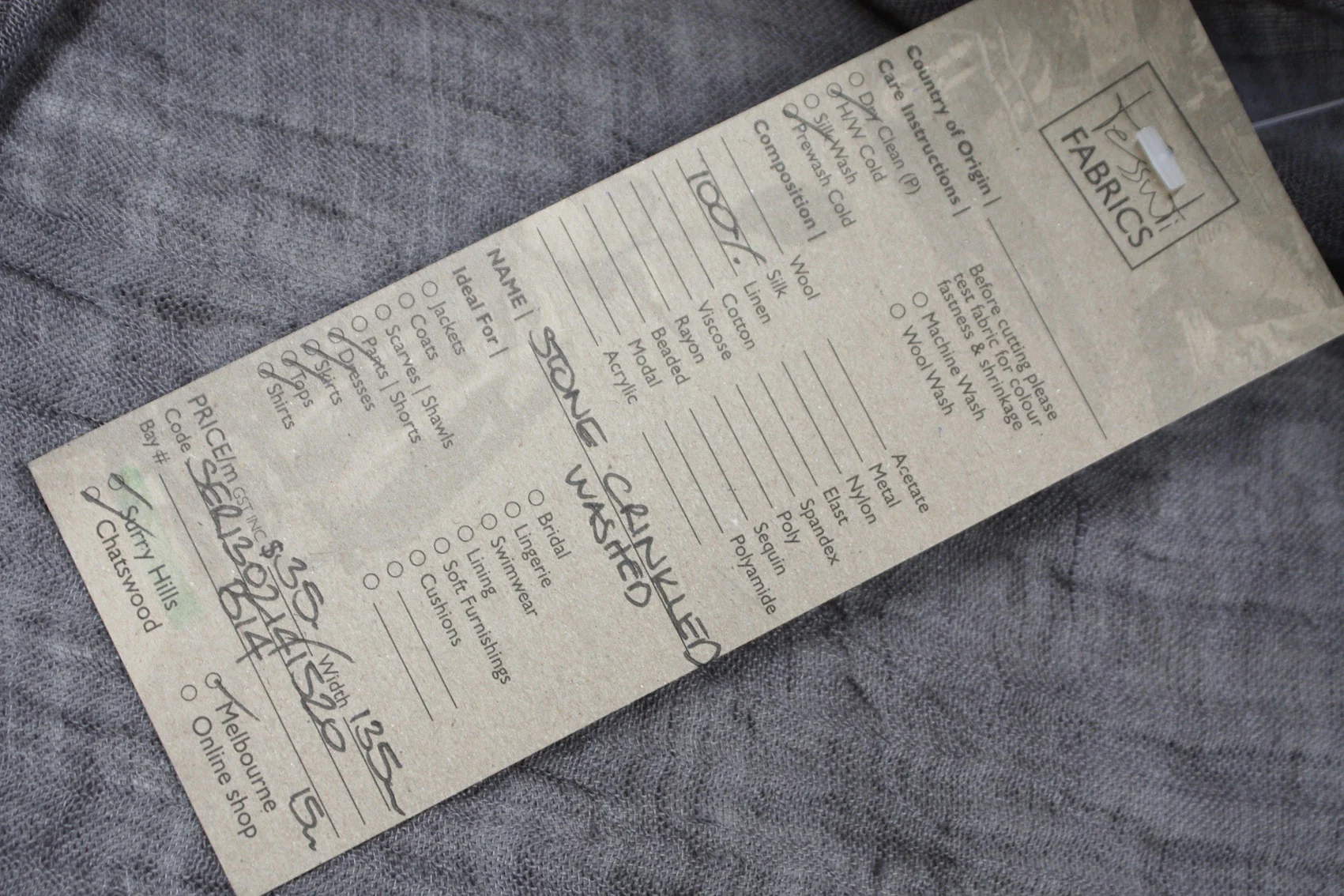 Stone Crinkled Washed Linen - Image 4