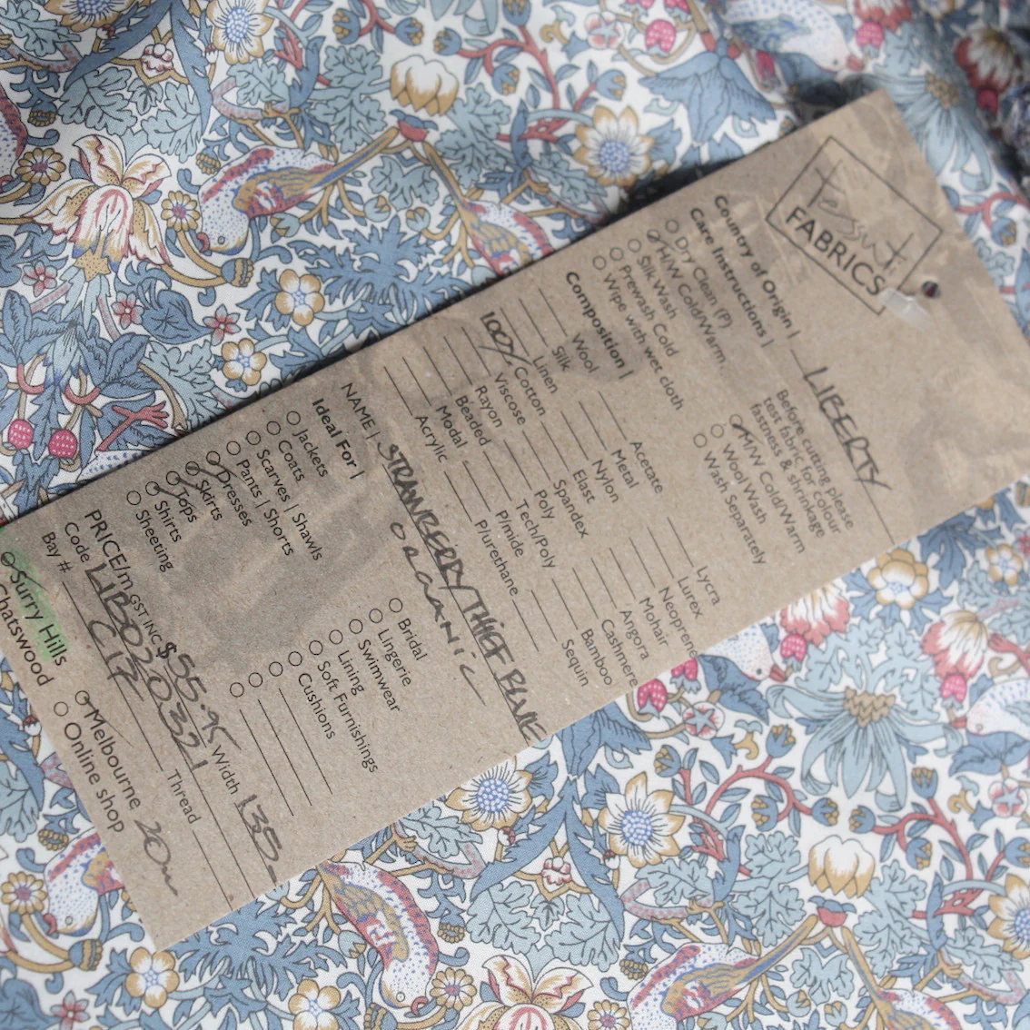 Strawberry Thief Blue - Liberty Organic Tana Lawn™ - Image 3