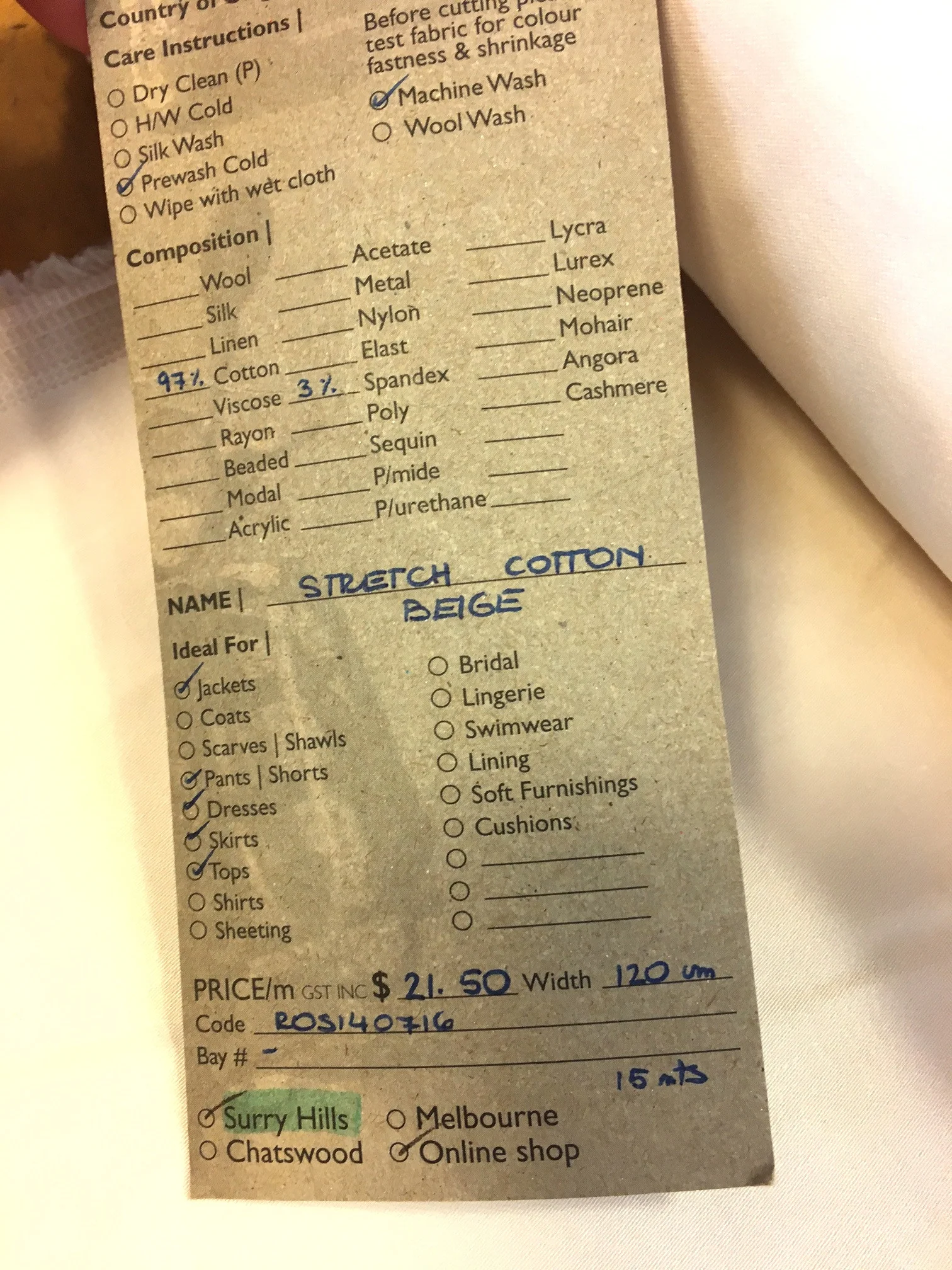 Stretch Cotton - Beige - Image 4
