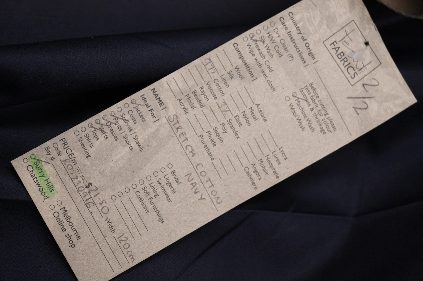 Stretch Cotton - Navy - Image 2
