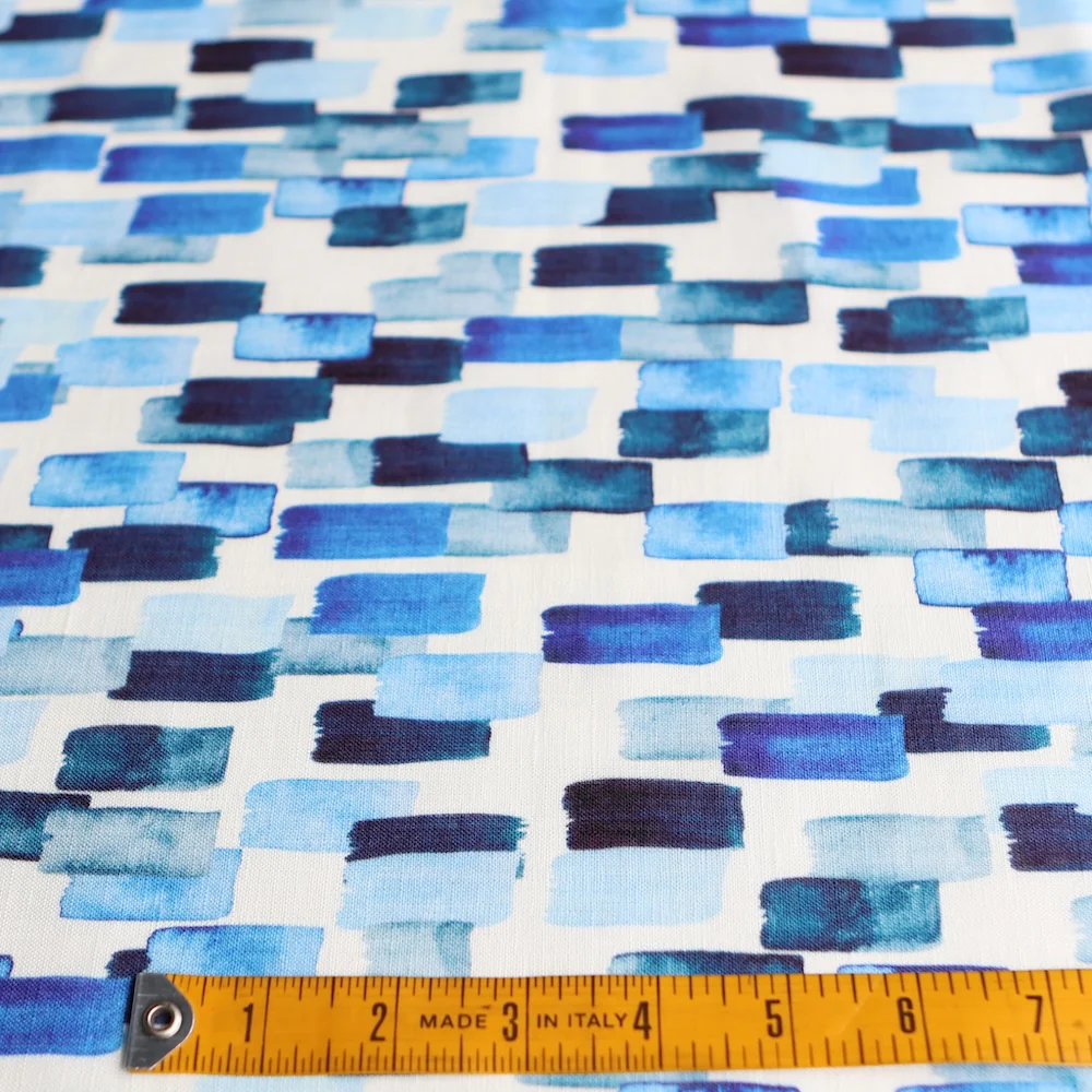 Strokes Of Blue Printed Linen - Image 2