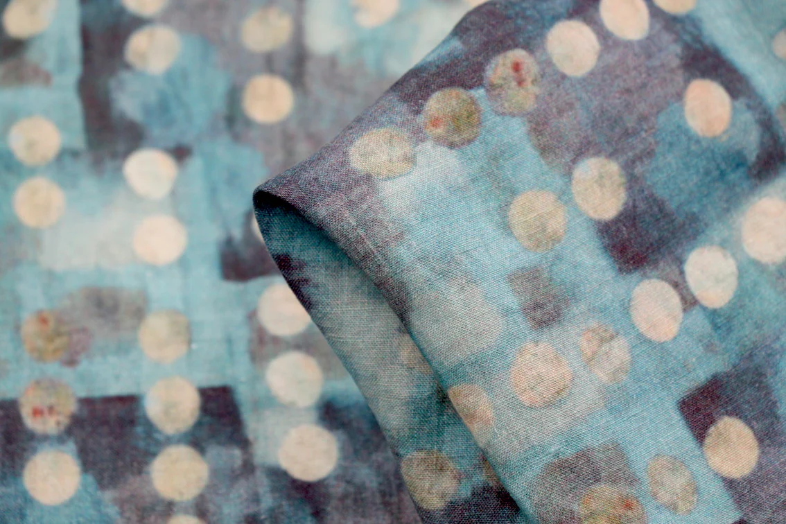 Submerged Dominoes Washed Printed Linen