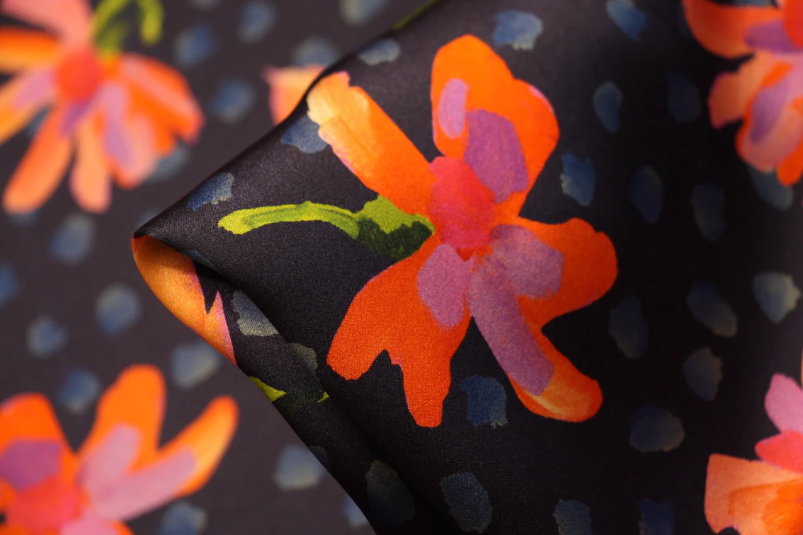 Sun Daisy Blue - Liberty Silk Satin