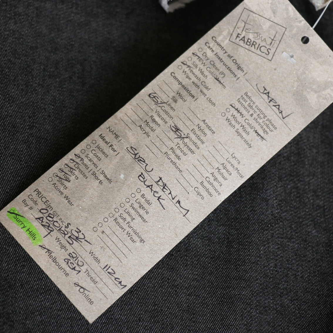 Suzu Denim Black - Cotton Blend Denim - Image 3