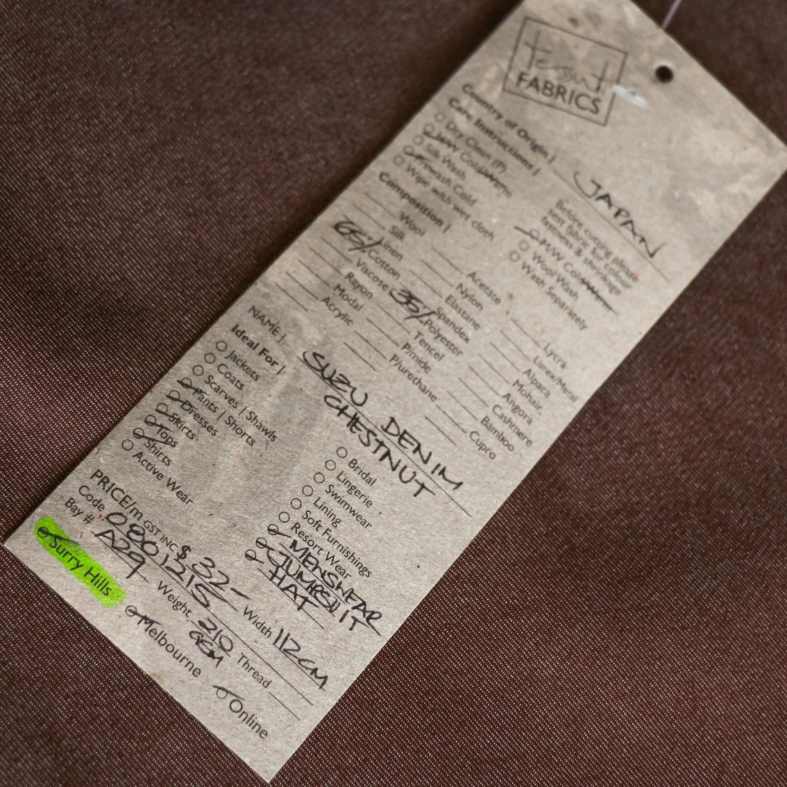 Suzu Denim Chestnut - Cotton Blend Denim - Image 3