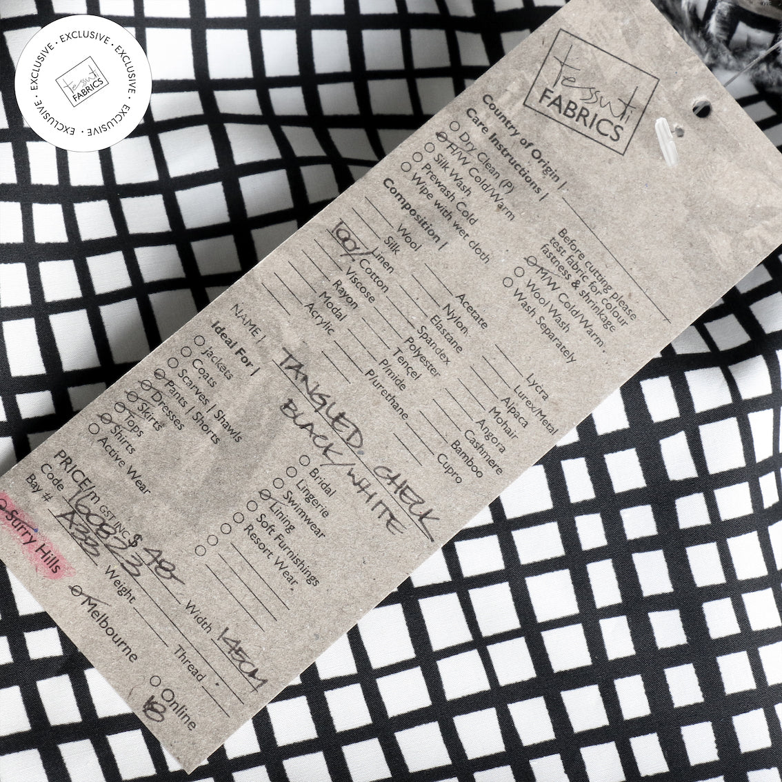 Tangled Check Black/White Cotton Poplin - Image 4