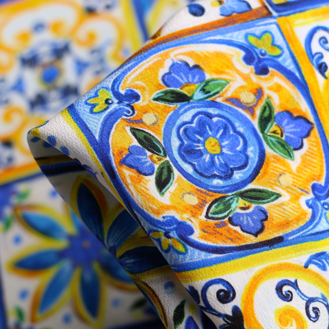 Taormina Tiles - Silk Crepe De Chine